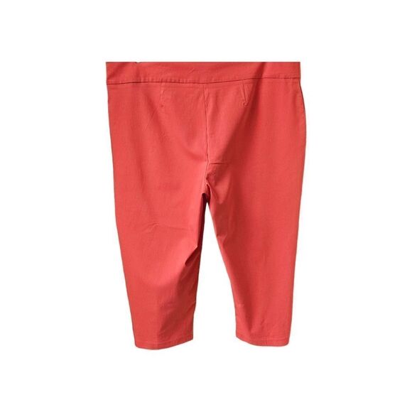 NWOT ZAC & RACHEL Plus Size Bright Coral Cropped Capri Pants - Picture 7 of 12